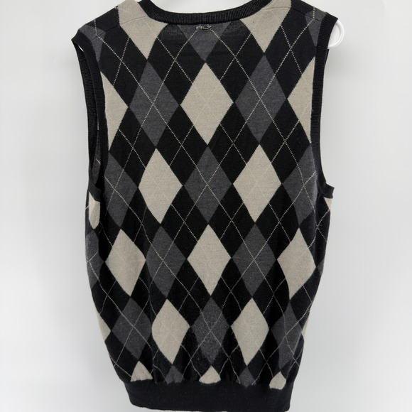 RLX Ralph Lauren Mens Argyle V Neck Merino Wool Sweater Vest Size L - Picture 6 of 6